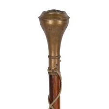 CIVIL WAR BAND MASTER'S BATON WITH PRESSED BRASS EAGLE ON A SCULPTURAL FINIAL, TWISTED CORD & TASSELS, AND A BRASS ACORN TIP