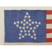 33 STARS IN A "GREAT STAR" PATTERN, A RARE AND EXTRAORDINARY EXAMPLE, PRE-CIVIL WAR THROUGH THE WAR'S OPENING YEAR, 1859-1861, OREGON STATEHOOD