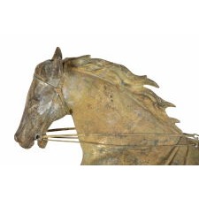 THE HORSE GEORGE M. PATCHEN WITH A SULKEY AND DRIVER, ONE OF THE LARGEST AND MOST IMPRESSIVE AMONG THIS FORM OF WEATHERVANE, UNIDENTIFIED MAKER, ca 1860-1890's