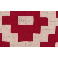 RED & WHITE, SUNSHINE & SHADOWS, SIGNATURE QUILT, MADE BY THE LADIES AID SOCIETY CHAPTER AT THE UNITED EVANGELICAL CHURCH IN ROYERSFORD, PENNSYLVANIA, MONTGOMERY COUNTY, DATED 1901