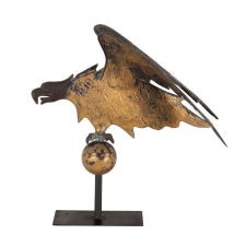 EAGLE WEATHERVANE IN A BEAUTIFUL FORM WITH GREAT FOLK PRESENCE, POSSIBLY MADE BY A.L. JEWELL & CO. (1852-1867) OR ITS PREDECESSOR, CUSHING & WHITE / L.W. CUSHING (1867-1870’s), WALTHAM, MASSACHUSETTS