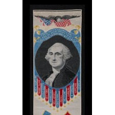 1876 CENTENNIAL STEVENSGRAPH BOOKMARK WITH AN IMAGE OF GEORGE WASHINGTON, MADE BY PHOENIX MANUFACTURING CO. AND SOLD BY B.B. TILT & SON