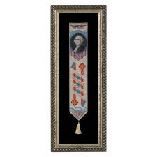 1876 CENTENNIAL STEVENSGRAPH BOOKMARK WITH AN IMAGE OF GEORGE WASHINGTON, MADE BY PHOENIX MANUFACTURING CO. AND SOLD BY B.B. TILT & SON