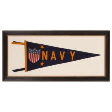 UNITED STATES NAVY PENNANT WITH 13 STAR FEDERAL SHIELD AND TWO GOLD STARS, CIRCA 1930-1950's