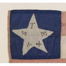 ONE OF THE BEST OF ALL TEXAS-RELATED FLAGS THAT SURVIVES FROM THE 19TH CENTURY: CONFEDERATE BIBLE FLAG IN A DESIGN THAT MERGES THE FIRST CONFEDERATE NATIONAL FLAG WITH THE TEXAS STATE FLAG, BEARING A LONE STAR SIMILAR TO THE ZAVALA FLAG OF 1836, AND AN EXCEPTIONAL SLOGAN; LIKELY SEIZED BY A UNION SOLDIER AND SENT HOME TO HIS SWEETHEART, CIRCA 1863