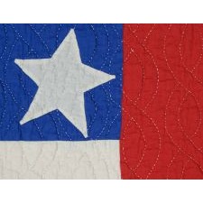 PATRIOTIC FLAG QUILT WITH 48 STARS AND BEAUTIFUL QUILTING, WWI - WWII (1917-1945)