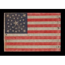 30 STAR FLAG OF THE PRE-CIVIL WAR ERA, A RARE AND BEAUTIFUL ANTIQUE EXAMPLE WITH A DOUBLE-WREATH CONFIGURATION THAT FEATURES A LARGE, HALOED CENTER STAR, WISCONSIN STATEHOOD, 1848-1850