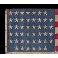 45 STAR ANTIQUE AMERICAN PARADE FLAG WITH ITS STARS ARRANGED IN A NOTCHED PATTERN, 1896-1908, UTAH STATEHOOD
