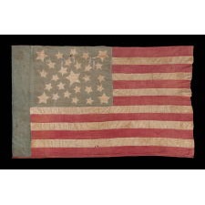 27 STARS IN A BROKEN OR IRREGULAR MEDALLION, ON A MEXICAN WAR PERIOD GUIDON OR CAMP COLORS, A TINY HAND-SEWN FLAG AMONG ITS COUNTERPARTS, IN AN EXTREMELY RARE STAR COUNT THAT REFLECTS FLORIDA STATEHOOD, OFFICIAL FOR ONLY ONE YEAR, 1845-46