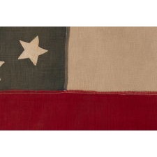FIRST NATIONAL PATTERN CONFEDERATE FLAG (a.k.a., STARS & BARS) OF THE REUNION ERA, IN THE ORIGINAL, OFFICIAL DESIGN, WITH A CIRCULAR WREATH OF 7 STARS, MADE ca 1890-1910