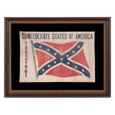 CONFEDERATE, CIVIL WAR CENTENNIAL PARADE FLAG, COMMEMORATING THE OPENING OF THE WAR, IN 1861, A RARE EXAMPLE, LIKELY MADE FOR EVENTS IN CHARLESTON, RICHMOND, OR GETTYSBURG