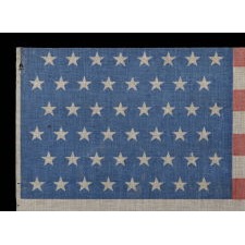 48 STARS IN STAGGERED ROWS ON A PARADE FLAG WITH A BRILLIANT, CORNFLOWER BLUE CANTON, 1896-1918