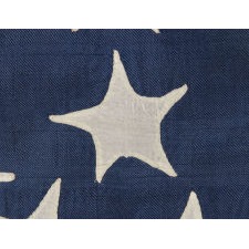 13 STARS IN A RARE TOMBSTONE PATTERN, OR PERHAPS A "U" FOR UNION, ON AN EXCEPTIONAL HAND-SEWN FLAG MADE ENTIRELY OF SILK, DATED JULY 4TH, 1865; ONE OF THE BEST THAT I HAVE EVER ENCOUNTERED