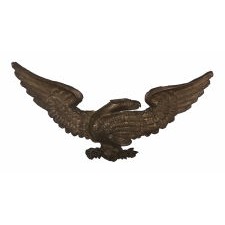 PRESSED BRASS EAGLE, AN EARLY PARADE FLAG HOLDER & BUNTING TIE-BACK, AN ESPECIALLY ATTRACTIVE EXAMPLE, circa 1880-1895