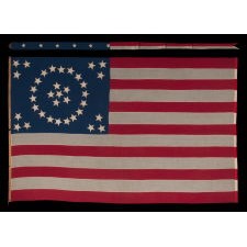 36 STAR ANTIQUE AMERICAN FLAG & MATCHING 6 STAR HOMEWARD BOUND PENNANT, (NEVADA STATEHOOD), 1864-1867