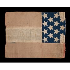 CONFEDERATE BIBLE FLAG CAPTURED BY MATTHEW ROBERTSON OF THE 13TH INDIANA INFANTRY AT THE BATTLE OF RICH MOUNTAIN, VIRGINIA (NOW WEST VIRGINIA) IN JULY OF 1861, WITH LOOM-WOVEN STARS AND SILK RIBBON STRIPES; AN EXCEPTIONAL EXAMPLE