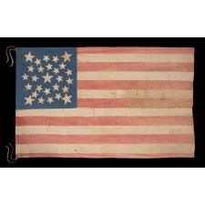 27 STARS IN A DOUBLE-WREATH PATTERN ON AN ANTIQUE AMERICAN FLAG; A HOMEMADE EXAMPLE WITH A BEAUTIFUL, ROYAL BLUE CANTON, WITH AN EXTREMELY RARE STAR COUNT THAT REFLECTS FLORIDA STATEHOOD, OFFICIAL FOR ONLY ONE YEAR, 1845-46