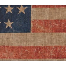 45 STAR ANTIQUE AMERICAN FLAG, WITH ITS STARS ARRANGED IN A NOTCHED PATTERN, GREAT COLOR, AND ENDEARING WEAR, 1896-1908, UTAH STATEHOOD