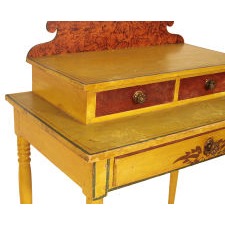 MAINE DRESSING TABLE IN ORIGINAL PAINT WITH A CHROME YELLOW GROUND & VINEGAR DECORATION, CA 1825-1840's