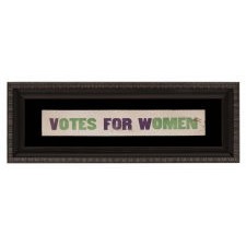 VOTES FOR WOMEN TEXTILE IN PURPLE AND GREEN, OF A TYPE WORN AS SASHES AND WAVED AS BANNERS, MADE IN HARTFORD, CONNECTICUT FOR THE WOMEN'S POLITICAL UNION OF NEW YORK, CONNECTICUT, AND NEW JERSEY, ORGANIZED BY CARRIE STANTON'S DAUGHTER, HARRIOT EATON STANTON BLATCH, 1910-1915