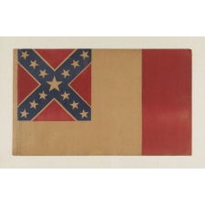 UNUSUAL CONFEDERATE FLAG IN THE THIRD NATIONAL FORMAT, PRINTED ON HEAVY WEIGHT PARCHMENT, PROBABLY PRODUCED BETWEEN 1884 AND 1910, IN THE EARLIEST PERIOD OF THE UDC AND THE UCV