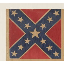 UNUSUAL CONFEDERATE FLAG IN THE THIRD NATIONAL FORMAT, PRINTED ON HEAVY WEIGHT PARCHMENT, PROBABLY PRODUCED BETWEEN 1884 AND 1910, IN THE EARLIEST PERIOD OF THE UDC AND THE UCV