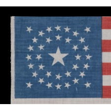 37 STARS IN A MEADLLION CONFIGURATION, NEBRASKA STATEHOOD, 1867-1876, THE ERA OF AMERICAN RECONSTRUCTION