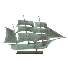 EARLY WEATHERVANE, IN THE FORM OF A CLIPPER SHIP, WITH EXCEPTIONAL, UNTOUCHED SURFACE, FOUND IN MICHIGAN, circa 1850