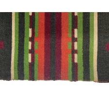 WOOL HORSE BLANKET IN FOREST GREEN & BURGUNDY, WITH GEOMETRIC AND STRIPED DESIGNS, LATE 19TH CENTURY