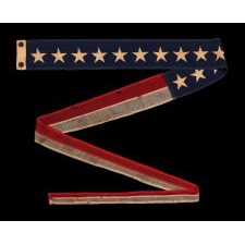 8-FOOT COMMISSION PENNANT WITH 13 STARS, A UNIQUE EXAMPLE IN MY EXPERIENCE, LIKELY PRODUCED FOR DISPLAY ON A PRIVATE VESSEL, MADE circa 1892-1910