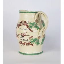EXTRAORDINARY, PRE-REVOULTIONARY WAR, ENGLISH CREAMWARE JUG WITH JOHN WILKES PATRIOTIC VERSE, ATTRIBUTED TO THE LEEDS POTTERY, MADE FOR THE AMERICAN MARKET