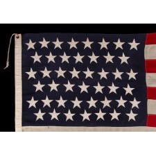45 STAR ANTIQUE AMERICAN FLAG WITH BEAUTIFUL, ELONGATED PROPORTIONS AND GENEROUS SCALE, 1896-1908, UTAH STATEHOOD, SPANISH-AMERICAN WAR ERA