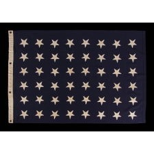 48 STAR U.S. NAVY JACK, MADE AT MARE ISLAND, CALIFORNIA, HEADQUARTERS OF THE PACIFIC FLEET, DURING WWII, DATED 1943