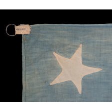 16 STARS AND 11 STRIPES THAT START AND END ON WHITE, ON A HOMEMADE FLAG MADE BETWEEN THE CIVIL WAR (1861-65) AND THE 1876 CENTENNIAL; THESE TWO COUNTS GLORIFY TENNESSEE AS BOTH THE 16TH STATE TO JOIN THE UNION AND THE 11TH TO SECEDE