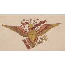 PATRIOTIC WATERCOLOR OF AN EAGLE, IN THE FORM OF THE FEDERAL ARMS, WITH 13 RANDOMLY PLACED STARS, LIKELY DATING TO THE WAR OF 1812 (1812-1815)