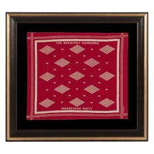 TURKEY RED BANDANNA, MADE FOR THE 1912 PRESIDENTIAL CAMPAIGN OF TEDDY ROOSEVELT, WHEN HE RAN ON THE INDEPENDENT, PROGRESSIVE PARTY (BULL MOOSE) TICKET