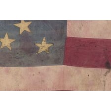 34 STAR, AMERICAN, CIVIL WAR GUIDON OF THE 6th KENTUCKY CAVALRY (UNION), WITH A DOUBLE-WREATH MEDALLION CONFIGURATION OF STARS, MADE circa 1861-1863, HANDED DOWN THROUGH THE FAMILY OF LT. COL. JAMES MEAGHER, ACCOMPANIED BY HIS SHOULDER BARS AND DIARY