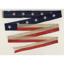 U.S. NAVY COMMISSION PENNANT OF THE CIVIL WAR PERIOD (1861-1865), WITH 13 STARS, ENTIRELY HAND SEWN, AN EXCEPTIONAL SURVIVOR