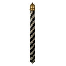LARGE, SQUARE, TAPERED, BLACK & WHITE BARBER POLE WITH A VOLUPTUOUS, GILDED, ACORN FINIAL, AMERICAN, CIRCA 1885-1900