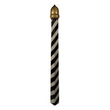 LARGE, SQUARE, TAPERED, BLACK & WHITE BARBER POLE WITH A VOLUPTUOUS, GILDED, ACORN FINIAL, AMERICAN, CIRCA 1885-1900