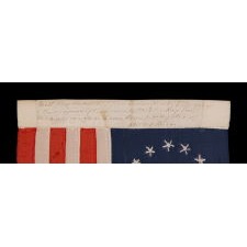 13 HAND-EMBROIDERED STARS AND EXPERTLY HAND-SEWN STRIPES ON AN ANTIQUE AMERICAN FLAG MADE IN PHILADELPHIA BY RACHEL ALBRIGHT, GRANDDAUGHTER OF BETSY ROSS, SIGNED & DATED 1903
