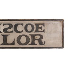 EARLY AMERICAN TRADE SIGN: “B. BRISCOE, TAILOR,” circa 1810-1850, WITH A BACKWARDS “S” AND EXTRAORDINARY SURFACE