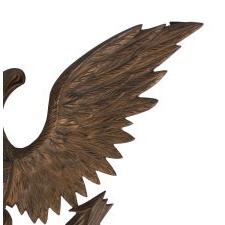 CAST BRASS OR BRONZE FIREHOUSE EAGLE WITH GREAT FORM, SURFACE, AND A GREAT SLOGAN, AMERICAN, circa 1850-1880