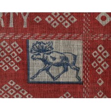 UNUSUAL AND GRAPHIC, RED BANDANNA-STYLE PARADE FLAG FROM TEDDY ROOSEVELT'S 1912 “BULL MOOSE CAMPAIGN”