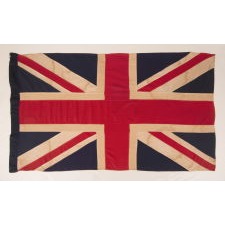 BRITISH UNION FLAG ("UNION JACK") OF THE 19-TEENS – THE 1930’s, MADE OF COTTON BUNTING, VERY UNUSUAL WITH A BLUE HOIST BINDING
