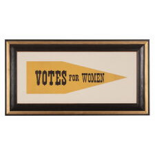 UNUSUAL PAPER SUFFRAGE PENNANT, WITH BOLD AND WHIMSICAL, WESTERN STYLE LETTERING, circa 1915
