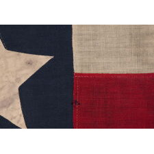 EXCEPTIONAL, CIVIL WAR ERA EXAMPLE OF THE FLAG OF THE REPUBLIC OF TEXAS, THAT BECAME THE TEXAS STATE FLAG; PROBABLY CARRIED AS A MILITARY GUIDON OR CAMP COLORS; ENTIRELY HAND-SEWN; IN A TINY SCALE AMONG SEWN FLAGS OF THE PERIOD, circa 1861-1865