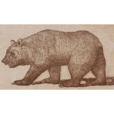 CALIFORNIA "BEAR" FLAG, MADE IN OR AROUND THE TIME THAT THE DESIGN WAS OFFICIALLY ADOPTED AS THE CALIFORNIA STATE FLAG, in 1911, OR POSSIBLY PRIOR, SIGNED “SADLER”, circa 1899-1915