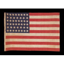 46 STAR ANTIQUE AMERICAN FLAG WITH VARIED STAR POSITIONING, 1907-1912, REFLECTS THE PERIOD WHEN OKLAHOMA WAS THE MOST RECENT STATE TO JOIN THE UNION