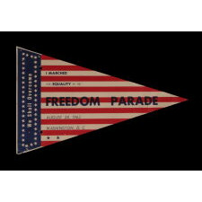 BOLDLY GRAPHIC AND UNUSUAL STARS & STRIPES PENNANT FROM THE ‘MARCH ON WASHINGTON’ OF AUGUST 28TH, 1963, WHEN MARTIN LUTHER KING DELIVERED HIS HISTORIC "I HAVE A DREAM" SPEECH